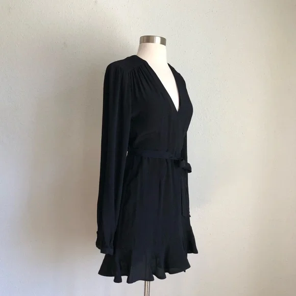 Privacy Please Perry Black Mini Ruffle Wrap Dress - Picture 7 of 8